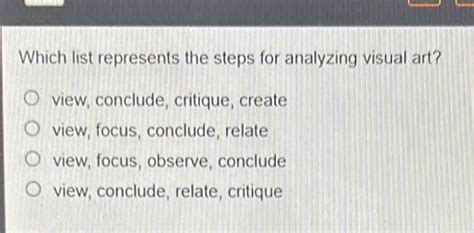 which list represents the steps for analyzing visual art